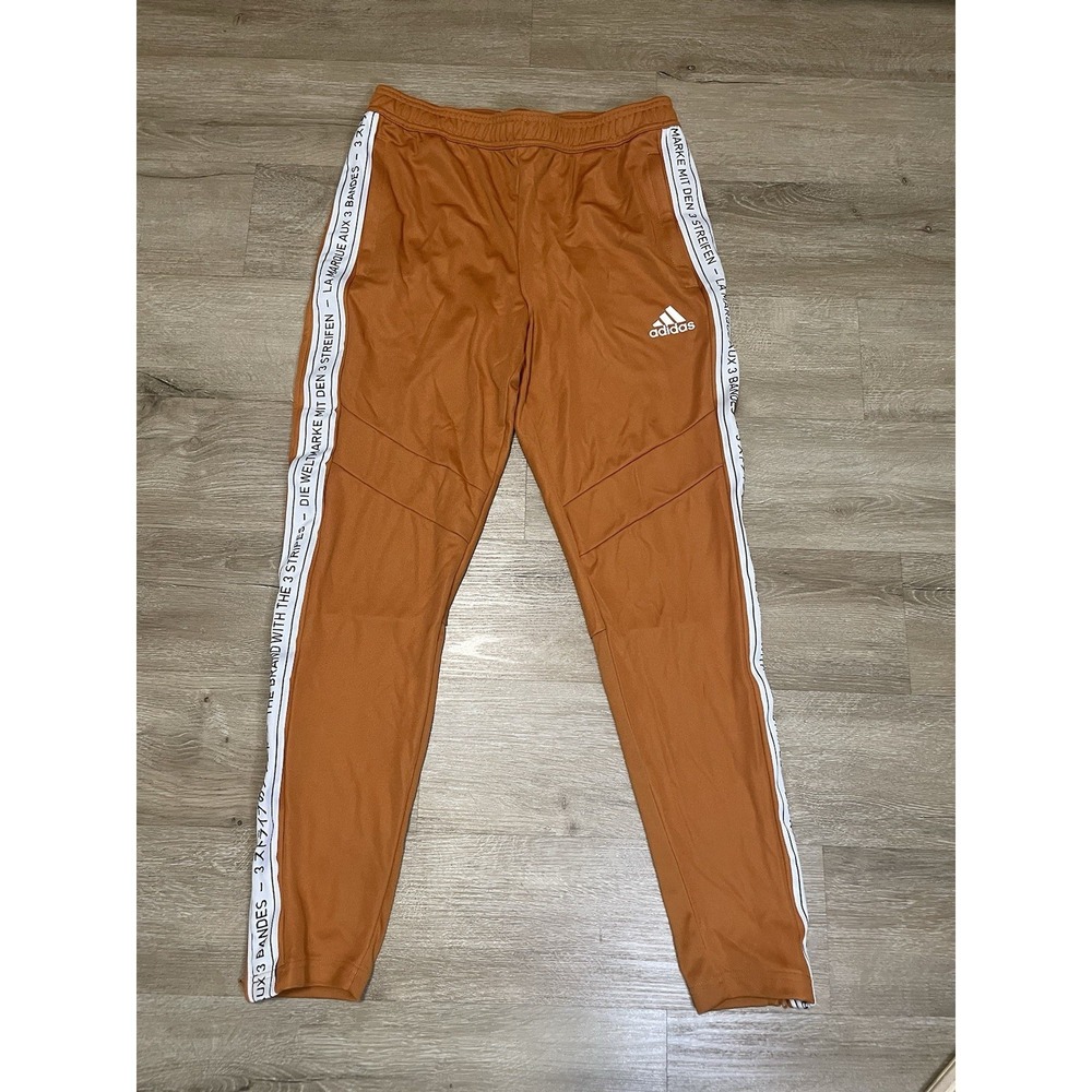 Adidas Tiro 19 Men's Soccer Training Pants Mens Sz S Orange Tape Logo Ankle Zip
